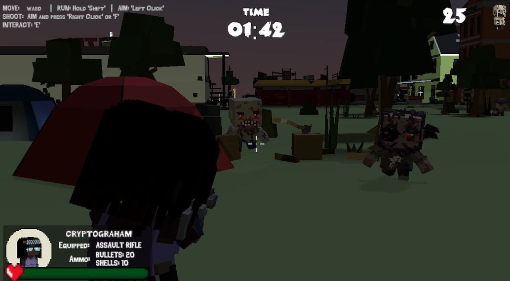 Vox Battles key art — voxel characters in a battle royale